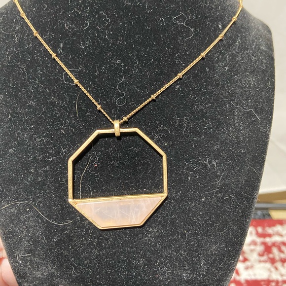 Gold Tone Necklace and Pierced Earrings, With Rose Quartz, Bundle - Picture 4 of 6